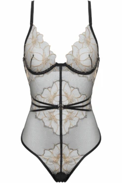 Delicate Nymph Thong Bodysuit 7 Delicate Nymph Thong Bodysuit -Fashion Lingerie Store prelude delicate nimph thong bodysuit black gold ghost front