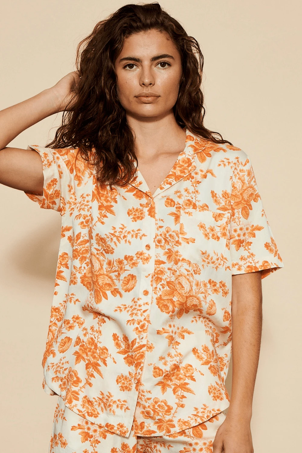 Underprotection Wilda Short Sleeve Pyjama Shirt Orange 3 Underprotection Wilda Short Sleeve Pyjama Shirt Orange