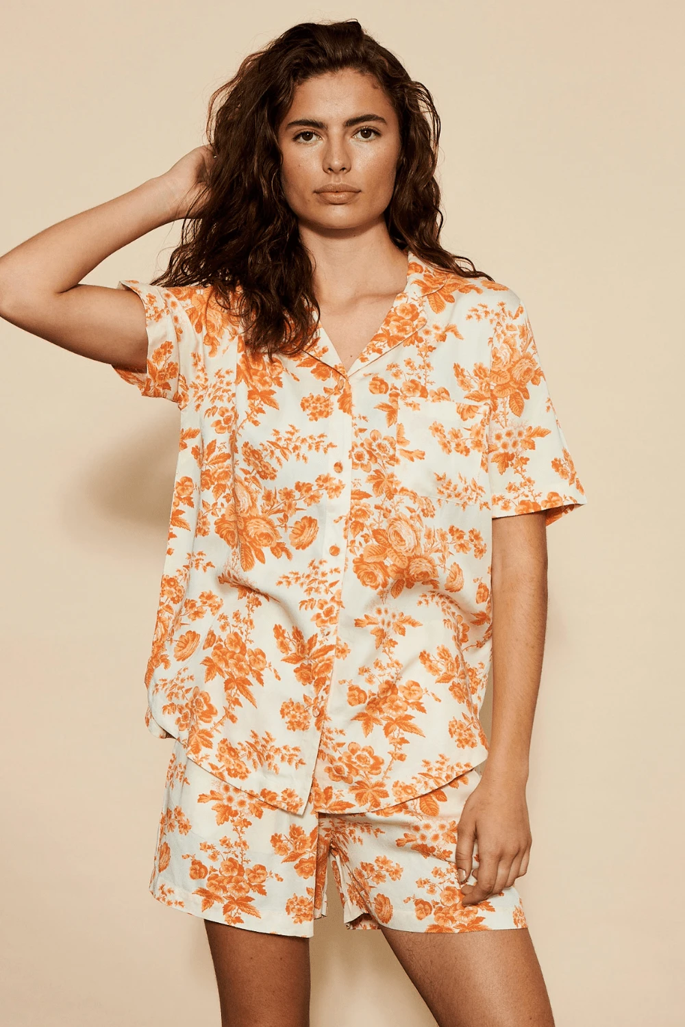 Underprotection Wilda Short Sleeve Pyjama Shirt Orange 6 Underprotection Wilda Short Sleeve Pyjama Shirt Orange - Image 4