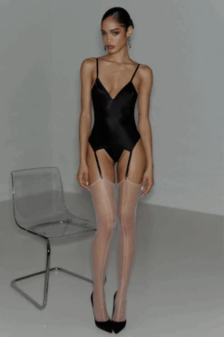 Maison Close Double Seam Cut & Curled Stockings White 15 Maison Close Double Seam Cut & Curled Stockings White -Fashion Lingerie Store white double seam cut curled stockings maison close 1