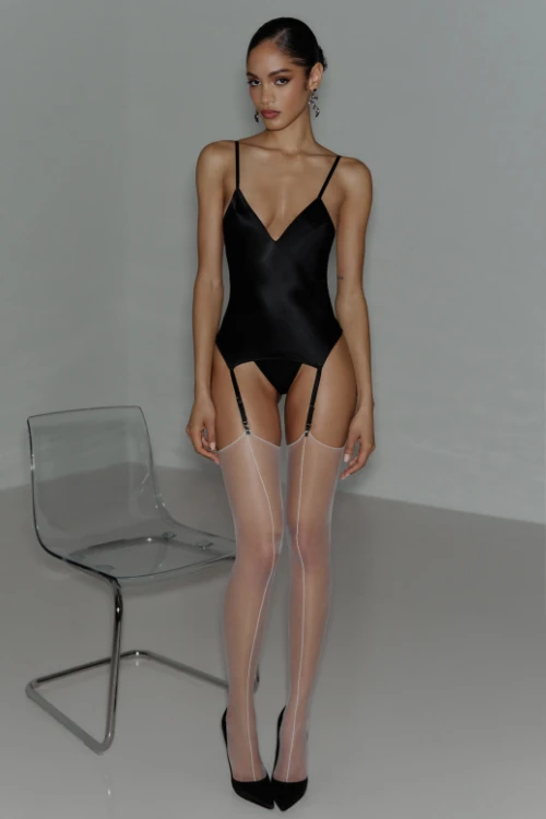 Maison Close Double Seam Cut & Curled Stockings White 8 Maison Close Double Seam Cut & Curled Stockings White - Image 6